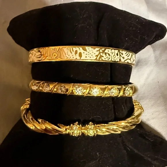 Elegant Gold and Silver crystal Bangle Set - Picture 1 of 2